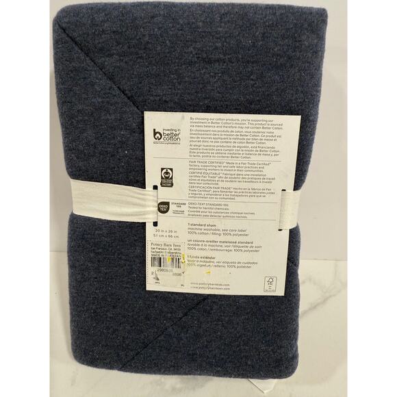 Pottery Barn Teen Favorite Tee Standard Sham Charcoal Gray 20x26 NWT - Picture 2 of 5